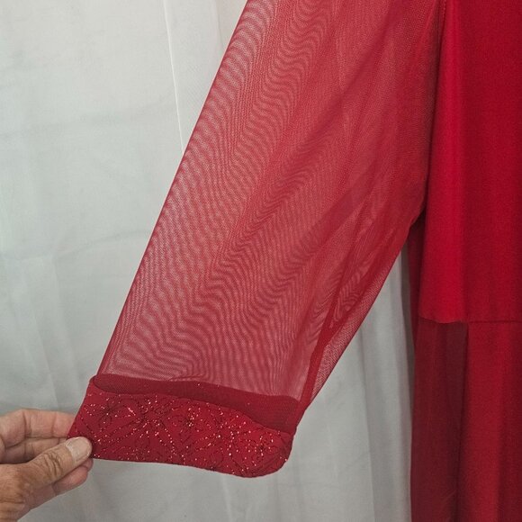 NWT R&M Richards Red Glittery Sheer Formal Romantic Mature Dress and Jacket 22W - Picture 7 of 16